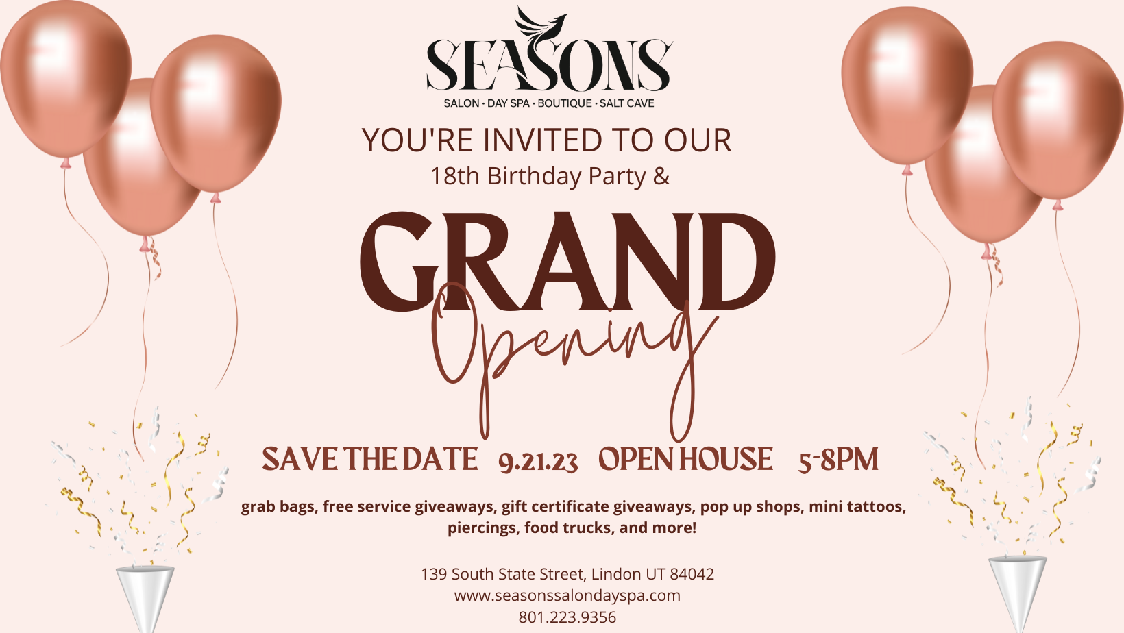 Pink Modern Grand Opening Flyer (24 × 18 in) (Facebook Cover)